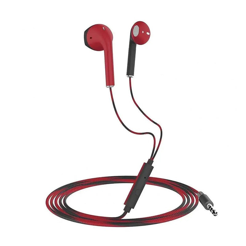 Two-color Splicing Flat In-ear Headphones Wired Music Call Headphones