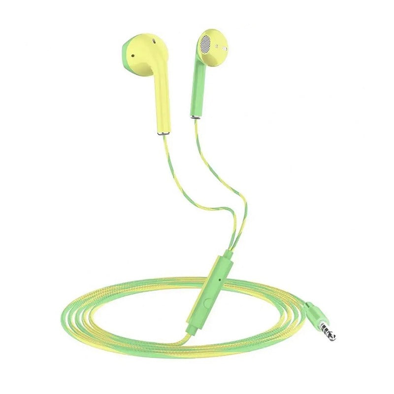 Two-color Splicing Flat In-ear Headphones Wired Music Call Headphones