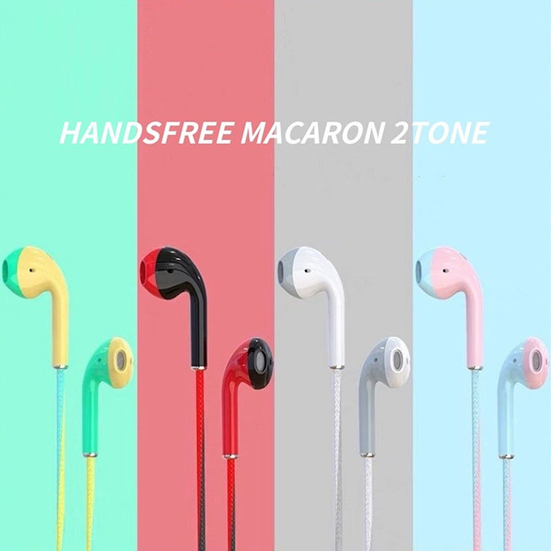 Two-color Splicing Flat In-ear Headphones Wired Music Call Headphones
