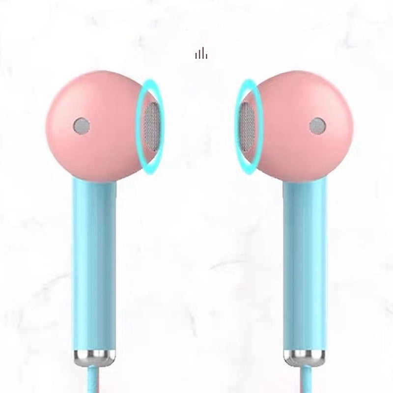 Two-color Splicing Flat In-ear Headphones Wired Music Call Headphones