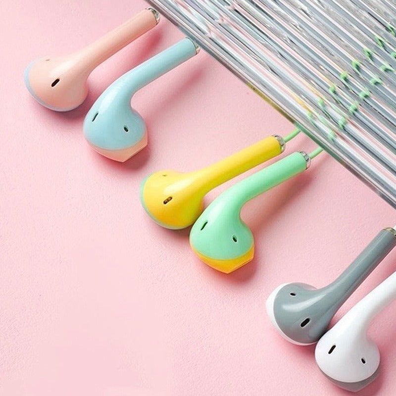Two-color Splicing Flat In-ear Headphones Wired Music Call Headphones