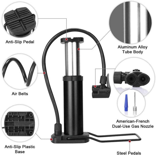 High Pressure Foot Air Pump – Heavy-Duty Mini Foot Pump for Bicycle, Ball, Scooter, Car