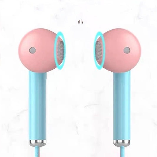 Two-color Splicing Flat In-ear Headphones Wired Music Call Headphones